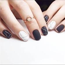 Black And White Nail Art Pin On Ballerina Fake Nails