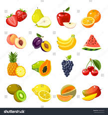 Set Of Colorful Cartoon Fruit Icons Apple Pear Strawberry Orange Peach Plum Banana Watermelon Pineapp Ad Fruit Icons Fruit Picture Fruits Drawing