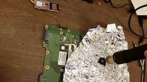 Repairing Reflowing A Graphics Chip On A Laptop Motherboard Toshiba L505d Youtube