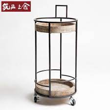 圆形双层酒水车手推车实木茶水车饮料车移动火锅车餐车点心蛋糕车 space art home decor decor