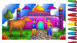 Sketsa gambar dengan tema ramadhan merupakan tugas pertamanya. Cara Menggambar Tema Hari Raya Idul Adha Dengan Gradasi Warna Idul Kurban Youtube