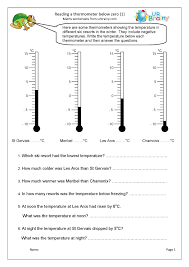Temperature worksheets to measure temperature and conversion of units. Reading A Thermometer Below Zero Measuring And Time Worksheets For Year 4 Age 8 9 By Urbrainy Com