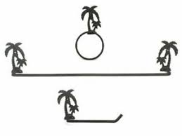 Shop for paper towel holder at bed bath & beyond. Cast Iron Palm Tree Bathroom Set Of 3 Large Bath Towel Holder And Towel Ring A Ebay