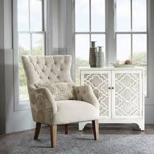 Beige Tufted Floral Backed Accent Chair Accent Chairs For Living Room Living Room Chairs Accent Chairs