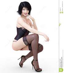Beautiful Brunette in Lingerie, Corset and Stockings. Stock Illustration -  Illustration of makeup, conceptual: 109849173
