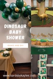 Another idea is to place this chic table runner on your tablecloth to create an impressive look. Dinosaur Baby Shower Green And Gold Theme Kards By Kaylee