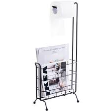 The white metal base has a lovely scrolling design and is topped with a white wooden top. Basicwise Metal Toilet Paper Holder With Magazine Rack Target
