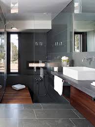 Whether sleek and minimal or bursting with colorful tiles, a curated modern bathroom impresses residents and guests alike. 40 Gray Slate Bathroom Tile Ideas And Pictures 2021