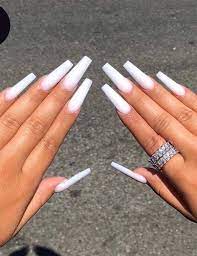 For as long as nail addicts are getting manicures you can expect more bizarre shapes. White Coffin Nails Long Square Acrylic Nails Long Acrylic Nail Designs Long White Nails