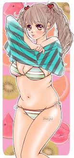 水着に着替える途中のポッチャリ女子 ポッチャリ 水着 イラスト 女の子イラスト 漫画家