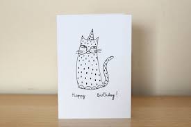Hand Drawn Cat Birthday Card Funny Cat Drawing Cute Birthday Etsy Cat Birthday Card Birthday Wishes Greeting Cards Cute Birthday Cards