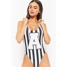 Black And White Striped One Piece Bathing Suit Forever 21 Striped Graphic One Piece Swimsuit Black White 20 Liked On Polyvore Featuring Swim One Piece Black And White Swimsuit Black One Piece Swimsuit