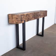 Industrial Console Table With Steel Legs Narrow Reclaimed Etsy In 2020 Industrial Console Tables Metal Table Legs Metal Table