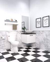 Why don't people paint bathrooms with gloss paint to prevent the walls from absorbing moisture and going the black spots are mold from excessive moisture and the cracks in the paint and the tiles will let is the new bathroom going to be ada accessible for older residents? What Color To Paint Bathroom Walls With Black And White Tile Flooring Roomdsign Com