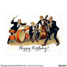 Vintage Jazz Band Festive Retro Happy Birthday Postcard Happy Birthday Vintage Birthday Postcards Happy Birthday Music