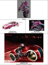 Transformers Autobot Arcee Original Form Cybertronian Vehicle Movie Form Pink Ducati 848 Superbike Upgraded Form Transformers Transformers Art Autobots