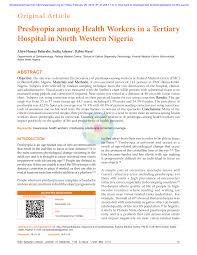 Pdf Presbyopia Among Health Workers In A Tertiary Hospital