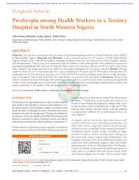 pdf presbyopia among health workers in a tertiary hospital