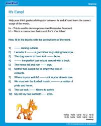 The adjective is a word used with a noun or a pronoun to describe its type, place, number or amount. It S Easy Free Grammar Worksheet For 3rd Grade Jumpstart