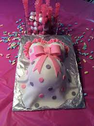 Pink And Grey Baby Belly Cake Belly Cakes Baby Shower Desserts Baby Shower Cakes