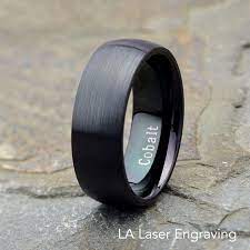 Black Cobalt Wedding Band Mens Wedding Band Brushed Domed 8mm His Anniversary Rings Gift For Him And H Cobalt Wedding Band Black Wedding Band Cobalt Wedding