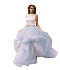Flowerry Women Tutu Long Maxi Skirt With Short Train Wedding Bridal Ruffle Tulle Skirt Xl Blue Thanksgiving Skirt Women Fashion