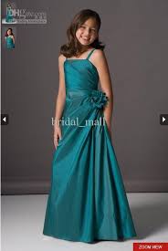 Wholesale Gorgeous Discounted Spagheti Strap Ruched Full Length Taffeta 7 10 Years Old Flow Cheap Wedding Dress Flower Girl Dresses Taffeta Flower Girl Dresses