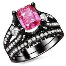 Amazon Com 3 66ct Emerald Pink Sapphire Diamond Engagement Ring Bridal Set Engagement Rings Bridal Sets Blue Diamond Engagement Ring Blue Diamonds Engagement