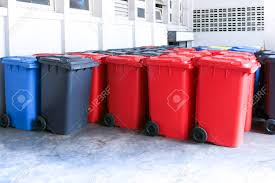 Trash can odors have a way of drifting from room to room. Group Of New Large Colorful Wheelie Bins For Rubbish Recycling Stock Photo Picture And Royalty Free Image Image 109765503