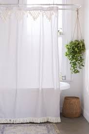 Topanga Fringe Shower Curtain Medallion Shower Curtain White Shower Curtain Boho Shower Curtain