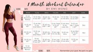 1 Month Workout Calendar To Lose Weight And Get Fit 10 Min Fat Burning Hiit Full Body Workout