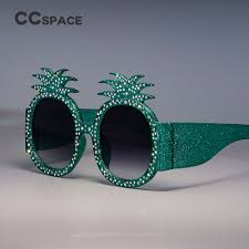 45488 Pineapple Frame Shiny Colored Rhinestones Sunglasses For Women Brand Glasses Designer Fashion Female Shades Aliexpress Apparel Accessories