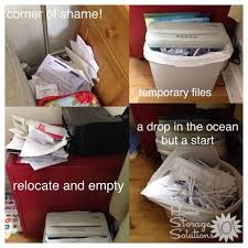 Set Up Home Paper Shredder Area Plus Tips For Keeping Up With Shredding Pile Home Storage Solutions Paper Clutter Solutions Storage Solutions
