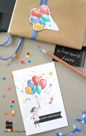 Handmade Happy Birthday Greeting Card For Kids This Watercolour Painting Of A Girl With Balloons Makes A Fun Birthday Card A Printab Watercolor Birthday Cards Birthday Cards For Friends Girl Birthday Cards