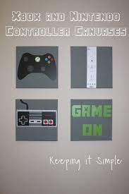 Boys Game Room Bedroom Decor Xbox And Nintendo Controller Canvases Keeping It Simple Boys Game Room Game Room Video Game Rooms