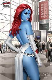 1girls artist request ass big ass blue skin breasts curvy curvy  figure dress female female only marvel marvel comics milf mutant mystique  no panties raven darkholme red hair solo