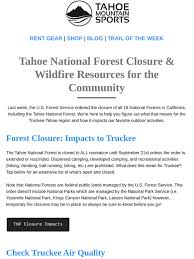 Our most recent tahoe mountain sports promo code was added on apr 25, 2020. Tahoe Mountain Sports What The Tahoe National Forest Closure Means For Truckee Milled