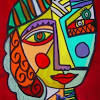 Picasso head of a woman line drawing tattoo. 3