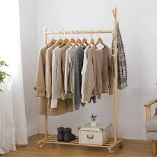 A beautiful idea for a clothing rack when you don't have a closet available. Clothing Rack Steel Rod Hanging Clothes Rolling Garment Rack Organizer Clothes Hanger Shelves Integrated Coat Stand On Wheels Drying Racks Aliexpress