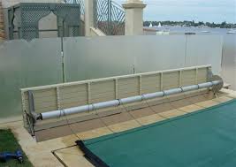 Below Ground Pool With Automatic Roller Lid Pool Cover Pool Cover Roller Pool Houses