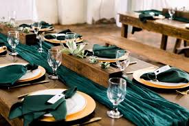 Emerald Table Runner Emerald Table Decor Green Runner Etsy Table Decorations Green Table Settings Emerald Green Weddings