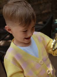 Cardigan Jacquard Roz-Galben din lână merinos