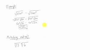 Create your own worksheets like this one with infinite algebra 1. Adding Subtracting And Multiplying Radicals Youtube