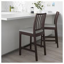 Ekedalen Bar Stool With Backrest Dark Brown Orrsta Light Gray Shop Ikea Ikea Grey Bar Stools Bar Stools Solid Wood Chairs