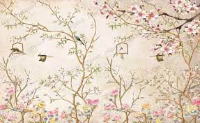 1020 x 1011 jpeg 188 кб. Wallpaper Sakura Vintage Floral Rose Birds Self Adhesive