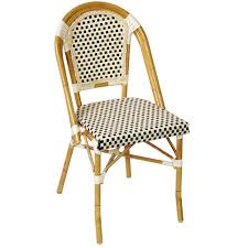 Aluminum Bamboo Patio Chair In Black And Cream Faux Rattan Patio Chairs Patio Dining Chairs Bamboo Chair