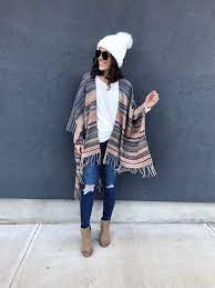 Stripe Fringe Kimono Winter Casual Winter Kimono Winter Kimono Outfit Kimono Outfit