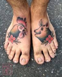 The meaning of this combined tattoo design states that, if a sailor can't swim but has a pig tattoo on one leg and a rooster on the other, he will be saved since these animals can swim. What Does Pig And Rooster Tattoo Mean Represent Symbolism