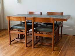 The corner bench is reversible. German Adjustable Coffee Or Dining Table Vinterior London Retro Kitchen Tables Mid Century Dining Room Set Dining Room Sets