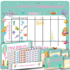 Potty Training Chart For Girls Cute Mermaid And Sea Theme 4 Week Reward Chart For Toddlers Sticker Chart Diploma Certificate Instruction